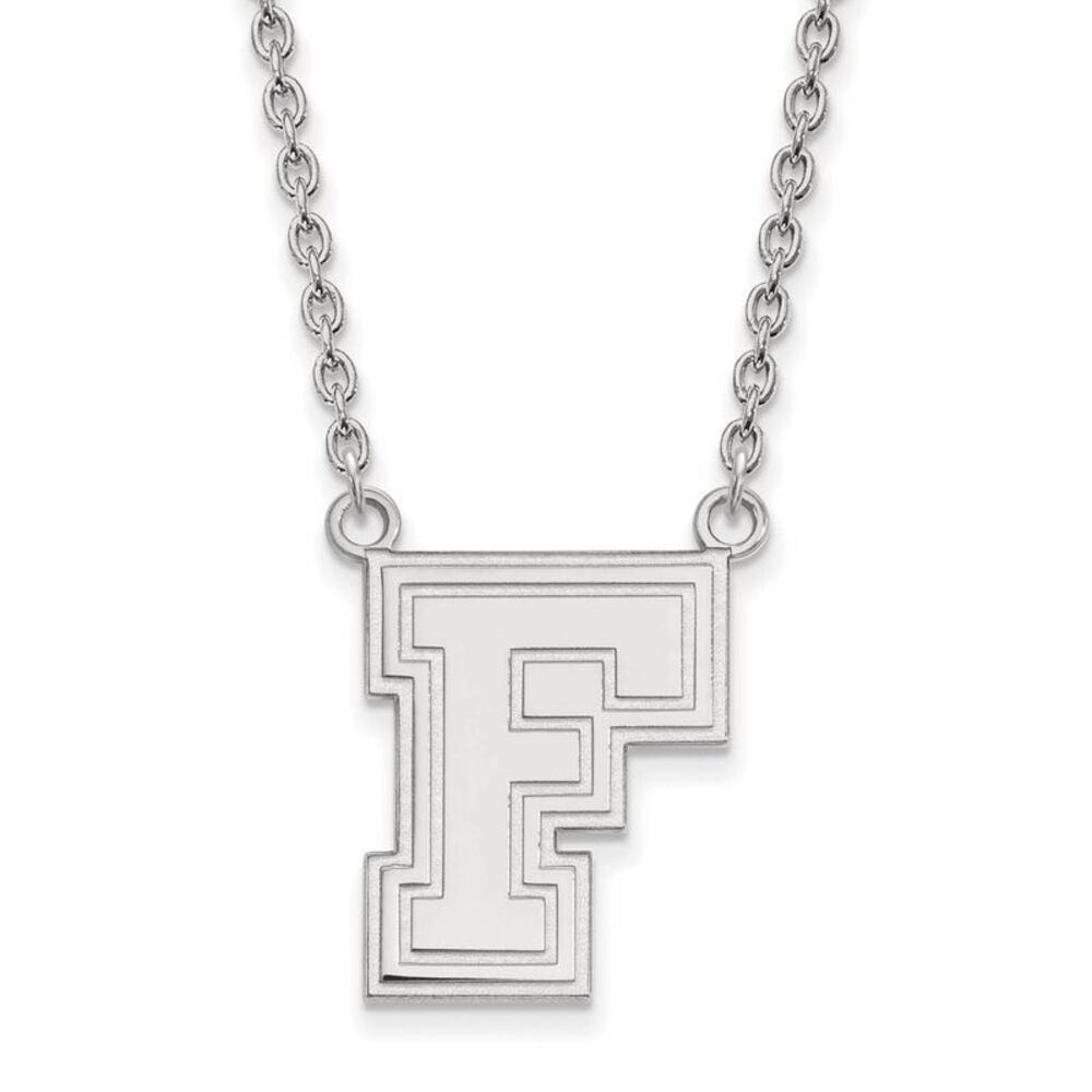 10k White Gold Fordham U Large Pendant Necklace